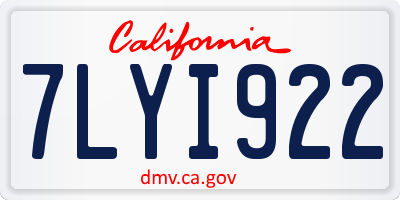 CA license plate 7LYI922