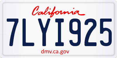 CA license plate 7LYI925