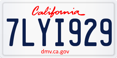 CA license plate 7LYI929