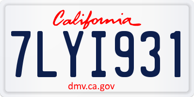 CA license plate 7LYI931