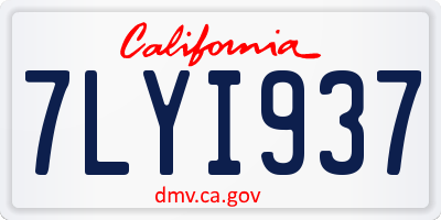 CA license plate 7LYI937