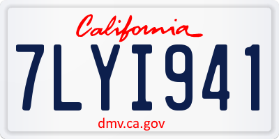 CA license plate 7LYI941