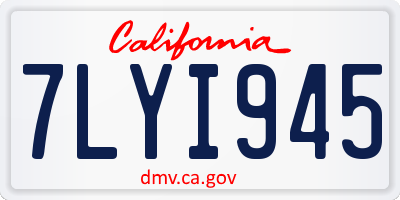 CA license plate 7LYI945