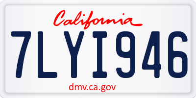 CA license plate 7LYI946