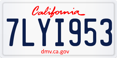 CA license plate 7LYI953