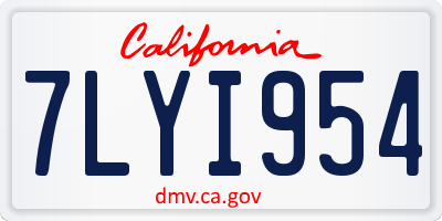 CA license plate 7LYI954