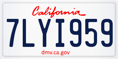 CA license plate 7LYI959