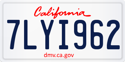 CA license plate 7LYI962