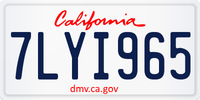 CA license plate 7LYI965
