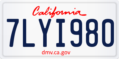 CA license plate 7LYI980