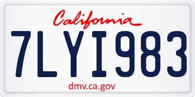 CA license plate 7LYI983