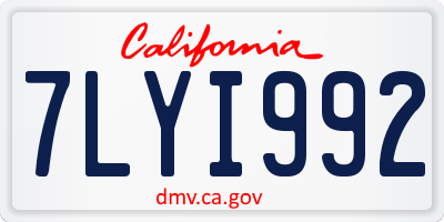 CA license plate 7LYI992