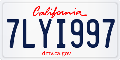 CA license plate 7LYI997
