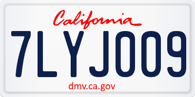 CA license plate 7LYJ009