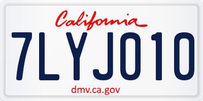 CA license plate 7LYJ010