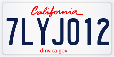 CA license plate 7LYJ012