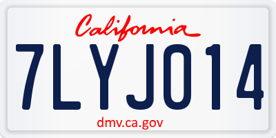 CA license plate 7LYJ014