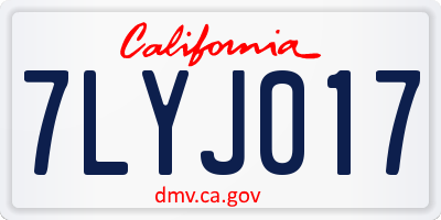 CA license plate 7LYJ017