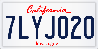 CA license plate 7LYJ020