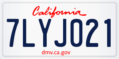 CA license plate 7LYJ021