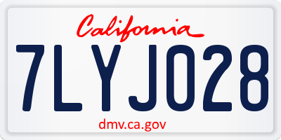 CA license plate 7LYJ028