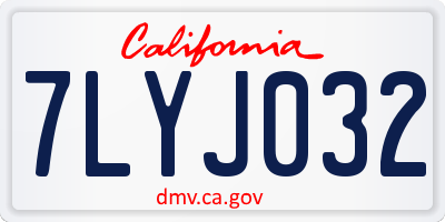 CA license plate 7LYJ032