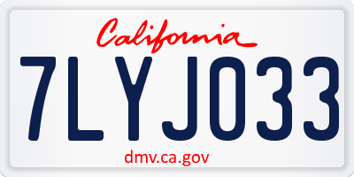 CA license plate 7LYJ033