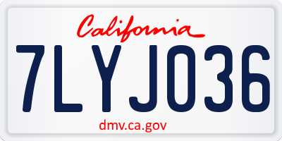 CA license plate 7LYJ036