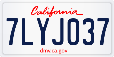 CA license plate 7LYJ037