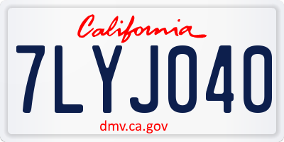 CA license plate 7LYJ040