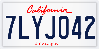 CA license plate 7LYJ042