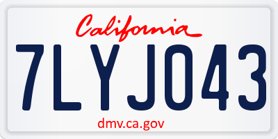 CA license plate 7LYJ043