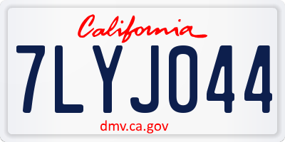 CA license plate 7LYJ044