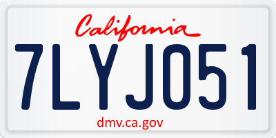 CA license plate 7LYJ051