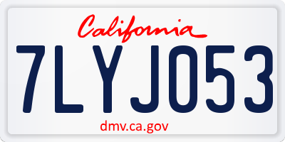 CA license plate 7LYJ053