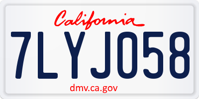 CA license plate 7LYJ058