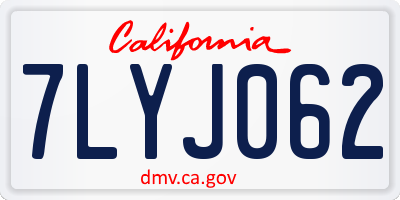 CA license plate 7LYJ062