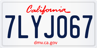 CA license plate 7LYJ067