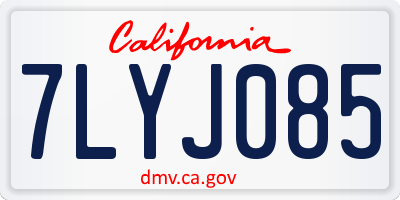 CA license plate 7LYJ085