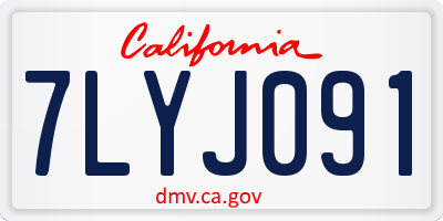 CA license plate 7LYJ091