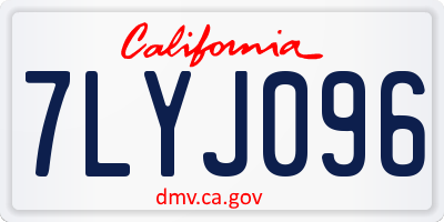 CA license plate 7LYJ096