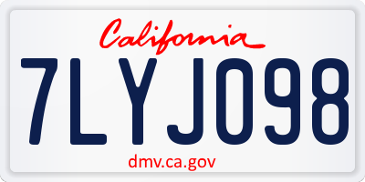 CA license plate 7LYJ098