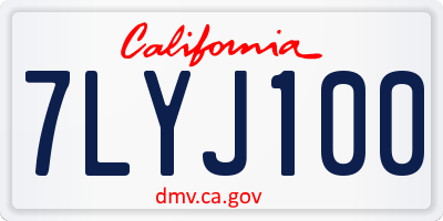 CA license plate 7LYJ100