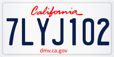 CA license plate 7LYJ102