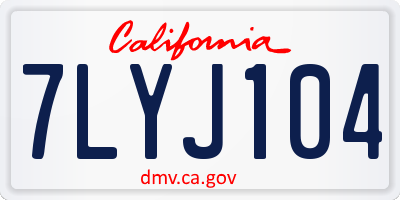 CA license plate 7LYJ104