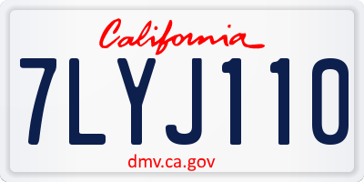 CA license plate 7LYJ110
