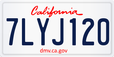 CA license plate 7LYJ120