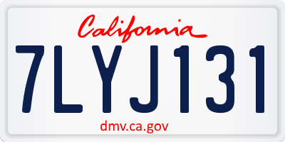 CA license plate 7LYJ131