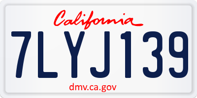 CA license plate 7LYJ139
