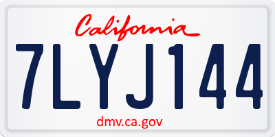 CA license plate 7LYJ144